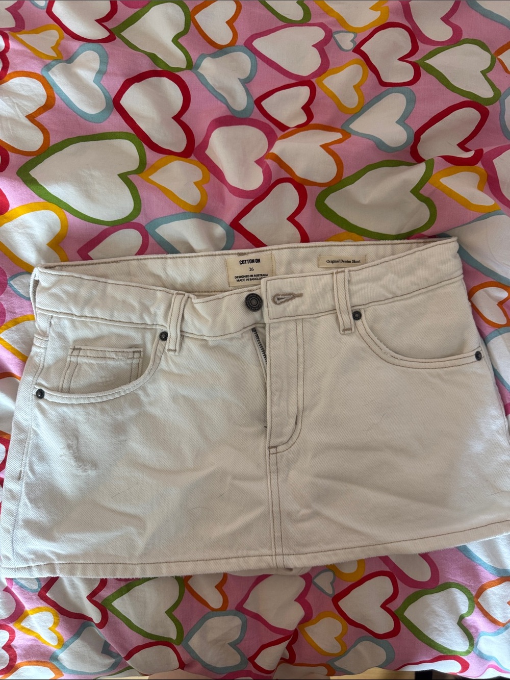 Cotton On Cream Denim Mini Skort